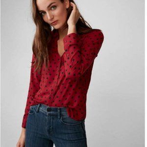 Slim Fit Portofino Shirt in Red and Black Polkadot